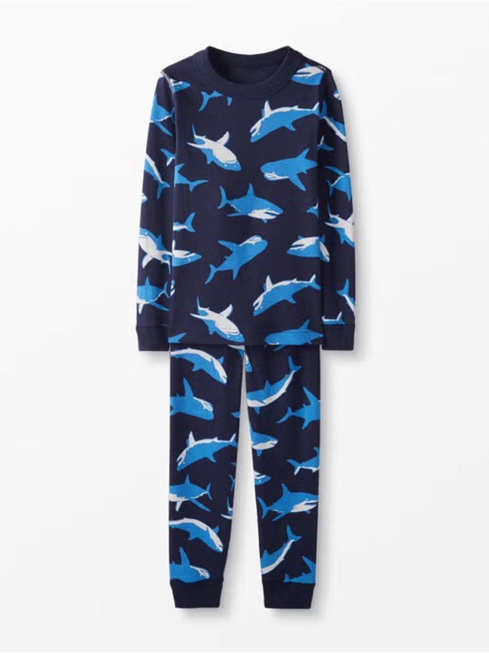 NEW Boy’s Hanna Andersson Blue Shark Long John Pajamas, Size 12 (150 cm)